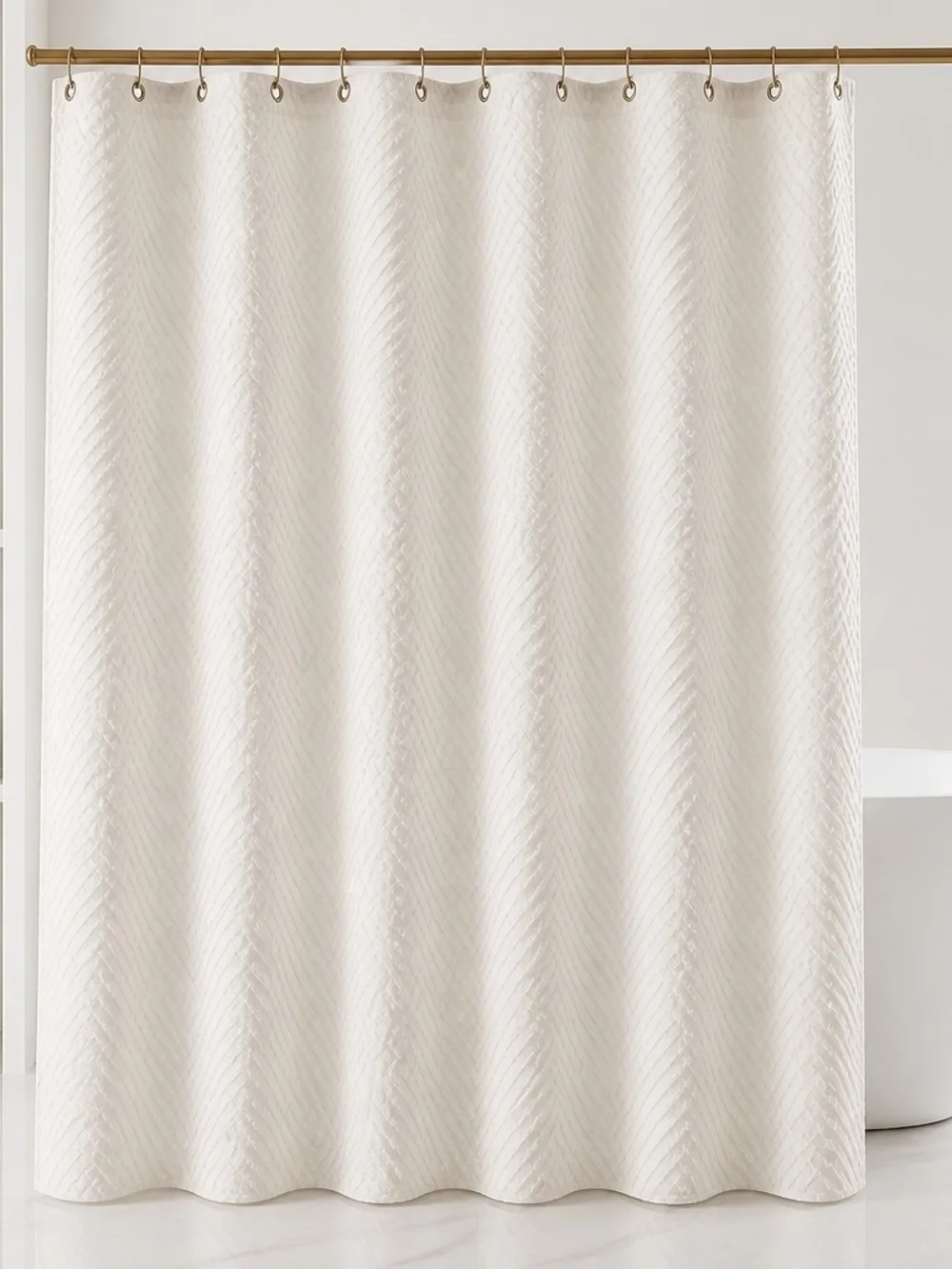 Classic Ivory Textured Shower Curtain - Home Bath